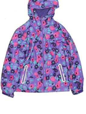 Girls' Purple Floral Hooded Raincoat